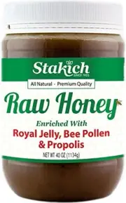 Stakich Royal Jelly, Bee Pollen, Propolis Raw Honey - Pure, Unprocessed,