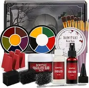 Bowitzki Halloween SFX Makeup Kit Special Effect Makeup,Liquid Latex+Scab Blood+Spray Blood+6 Colors Oil Based Face Paint+SFX bruise wheel+Skin Wax+Stipple Sponges+Latex free Sponges+Spatula+Brushes
