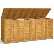 Wheelie Bin Shed Outdoor Garden Waste Rubbish 4 Bins Storage Wood Cover