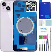 LNONLS 14 Plus Back Glass Replacement for iPhone 14 Plus Rear Back Cover Glass Waterproof and Camera Lens+Professional Repair Tool Kit (Purple)