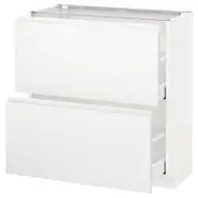 METOD base cabinet with 2 drawers, white Maximera/Voxtorp matt white, 80x37x80 cm