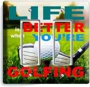 LIFE is BETTER GOLFING GOLF DOUBLE GFCI LIGHT SWITCH WALL PLATE COVER ROOM DECOR