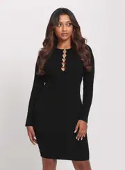 GUESS Women's Eco Black Alphabet Charm Melissa Mini Dress Size: Large, Spandex