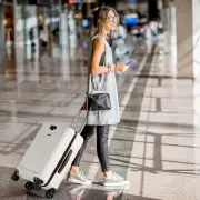 CostwayLightweight PC Hardside Suitcase with Double TSA Lock for Travel/Camping-White
