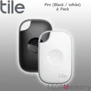 GENUINE Tile Pro Bluetooth Tracker 2 Pack Replaceable Battery Black White Mate