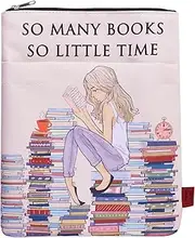 So Many Books So Little Time Book Sleeve with Zipper, Book Covers for Paperbacks, 11 X 8.5 Inch, Bookish Girl