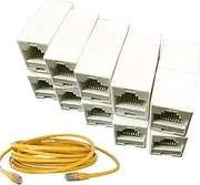 Ethernet Cable Coupler,Ethernet Extender Adapter Female to Female - 10x Network Double Straight Head LAN Cable Joiner, Modular Plug for Solid Wire and Standard