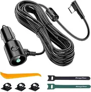 Range Tour Dash Camera Car Charger, USB-C Interfaces L-Type Driving Recorders Power Cord Universal Car Adapter Power Cord 22AWG 3.5m/11.5ft 12V/24V to DC5V 2.5A