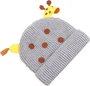 [Healeved] 1Pc Winter Warm Knitted Woolen Yarn Hat for Boy Girl and Boy Girl Cute Giraffe Design Soft Comfortable Beanie for Indoor and Outdoor Use Present for Cold Weather Grey