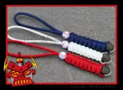 Set of 3 Red White Navy Paracord Lanyards with Glow Ends Baseball Beads