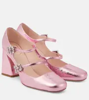 [Roger Vivier] Roger Vivier Très Vivier Babies Mini metallic leather pumps AU 7 pink