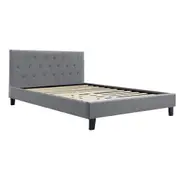 Artiss Bed Frame Single Double Queen Size Base Platform With Tufted Headboard Grey Fabric Vanke Collection