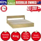 King Bed Frame with Charging Ports 2 Drawers Natural