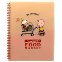 在飛比找momo購物網優惠-【小禮堂】Snoopy 線圈資料本 《米推車款》(平輸品)