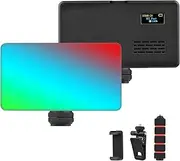 GUYOS PocketVideo Light Kit LED Fill Light 2500K-9000K Dimmable 20 Lighting Effects Built-in Battery with Cold Shoe Mount Adapter + Desktop Mini Tripod + Phone Holder + Computer Clip for Vlog Selfie
