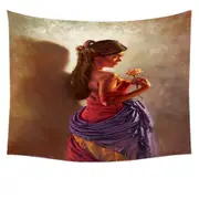 Beautiful Spanish Woman and Rose Tapestry