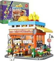 kowkis Hamburger Shop Building Block Set,MOC City Street View Burger Shop Building Toy,Architecture Construction Sets Ideas Gifts for Adults(1727 Pcs)