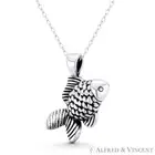 Goldfish Sealife Reversible 3D Hollow Oxidized .925 Sterling Silver Fish Pendant
