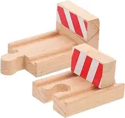 Kisangel 2pcs Wooden Train Stop Track Accessories DIY Railway Track Blocks for Playthings Enhance Parent Interaction Promote Hands Skills and Imagination