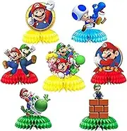 7Pcs Honeycomb Style Centerpiece - Mario Themed Party Supplies for Birthday Party Decoration