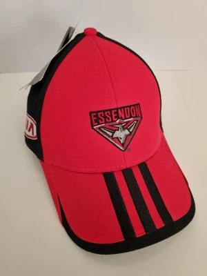 Essendon ADIDAS Red Media Cap. Vintage Bombers KIA, AFL Licenced Official NEW