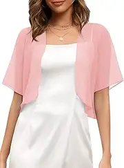 [Missufe] Women's Summer Short Sleeve Cropped Shrugs Sheer Lightweight Chiffon Bolero Cardigans