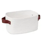 ABenkle Small Storage Basket, Mini Baby Basket with Handle, Cute White A