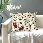 LHDGBNV Art Ladybug Throw Pillow Covers Soft Decorative Throw Pillowcases with Hidden Zipper Modern Decor Cushion Covers for Bedroom, Living Room, Sofa, Couch and Bed 18"X18"