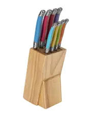 French Home 8pc Laguiole Kitchen Knife Set With Wood Block