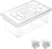 Xoxomeg Large Sous Vide Container 25L with Lid, 2 Adjustable Stainless-Steel Racks, Transparent Polycarbonate, Compatible with Anova, Anova Nano, Joule, Instant Pot, Sous Vide Cookers