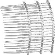 Vaguelly 3Pcs Teeth Metal Hair Combs for Wedding Veils Durable Silver DIY Hair Accessories for Bridal Hairstyles and Craft Projects