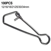 Stainless Steel Fishing Snaps with Swivel Rings 100pcs Hooked Connectors
