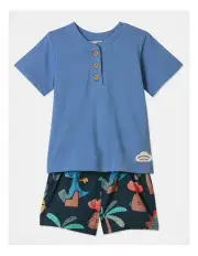 [Jack & Milly] Luna Henley Dino Tee with Shorts in Navy