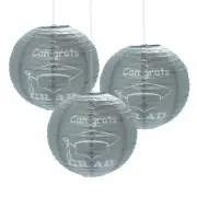 Silver Congrats Grad Hanging Paper Lanterns, Party Decor, 6 Pieces