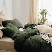 California King Size Dark Olive Green Duvet Cover 3 Pieces, Soft & Lightweight Cal King Size Quilt Cover Set - 1 Cali King Neutral Duvet Cover with Zipper Closure and 2 Pillowcases for Women Men