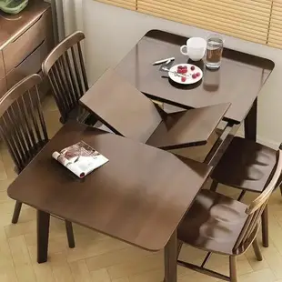 免運 餐桌椅組合 北歐全實木折疊餐桌椅組合家用小戶型現代簡約可伸縮長方形飯桌子 特賣/快速出貨