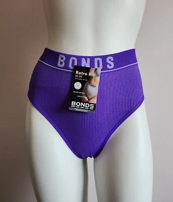 Bonds Ladies WQRQT URB Royal Business Tonal Retro Rib Hi Hi Brief Size 8 New