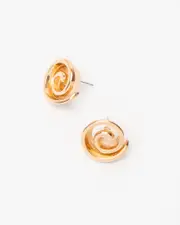 Gold Spiral Statement Stud Earrings