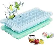 Ice Cube Trays 2 Pack,with Removable Lid Food Grade Ice Mold Freezer Tray，for Cocktails, Ice Cream, Whiskey, Juice, Fruit,Reusable and BPA Free