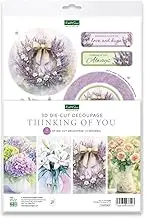 Katy Sue Designs Thinking of You 3D Die Cut Decoupage Collection for Card Making Supplies. Contains 12 Sheets of Katy Sue Die Cut Decoupage Featuring Lavender, Lillies, Hydrangea, and Roses