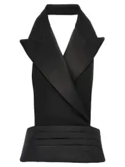 [Dolce & Gabbana] Dolce & Gabbana-Double-Breasted Bare Back Vest Gilet Nero-Donna 42IT Black