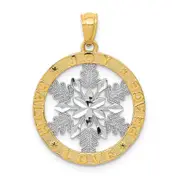 14k Yellow & Rhodium Gold and Rhodium Joy/Peace/Love/Faith Snowflake Pendant