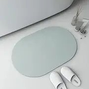 HOUSEHOLD HIVE Minimalist Oval Floor Mat, Simple Design Premium Bath Rug, Non-Slip Smooth Bath mat, Mat for Door, Tub, Shower, Bathroom, 60 x 40 cm (Pastel Green)
