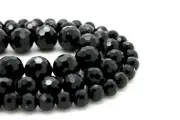 Onyx - Natural Faceted Black Onyx Round Ball Sphere Natural Gemstone Beads RNF97