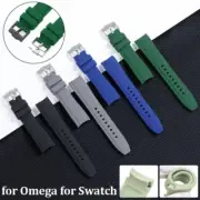 Curved End Watchbands Fit For Omega Swatch Moon-watch Sport Series Watch Strap