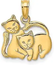 [JewelryWeb] 14.5mm Gold 3 d Polished Two Kittens Charm