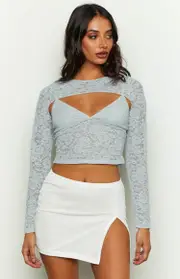 Here With Me Blue Lace Cami and Shrug Set