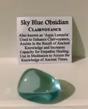 Blue Obsidian Tumble Stone - Sky Blue - Clairvoyance & Knowledge | Free Postage