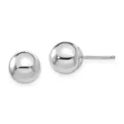 Madi K Kid's Earrings 14k White Gold Polished 8 mm Ball Post and Push