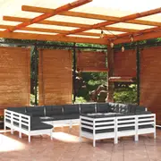 13 Piece Garden Lounge Set with Cushions White Pinewood vidaXL